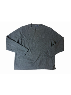 Polo Ralph Lauren XL Gray Merino Wool Cashmere Crewneck Sweater Monogram Preppy